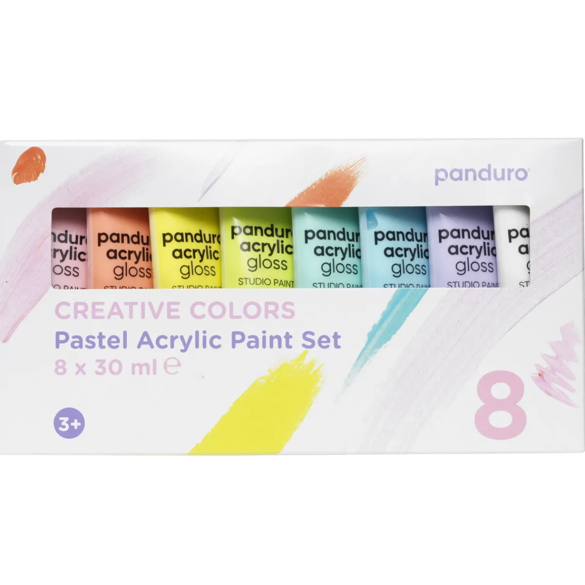 Creative Colors Akrylfärg för målarglada barn, 8×30 ml härliga pastellfärger | Barn Barnfärg