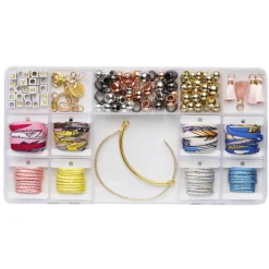 Panduro Jewellery Armbands-kit, allt för att skapa tygarmband – bling, pärlor, tassels & rosetter!