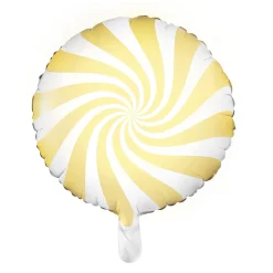 Barn PartyDeco Ballong Ø35 cm – vit ballong med gul virvel / swirl