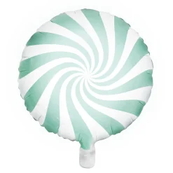 Barn PartyDeco Ballong Ø35 cm – vit ballong med mintgrön virvel / swirl