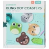 Panduro Hobby Bling Dots Coasters 4-pack, pärla tokigt söta underlägg med djurmotiv Ø9,5 cm | Barn Bling-Dots