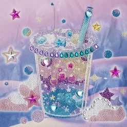 Panduro Hobby Bling Dots, diamond painting för barn 8+ år, stor & gnistrande boba tea! 30×30 cm | Barn Bling-Dots
