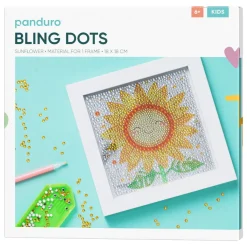 Barn Panduro Hobby Bling Dots tavla solros, diamond painting för barn – bling dots, motiv & tavelram à 18×18 cm
