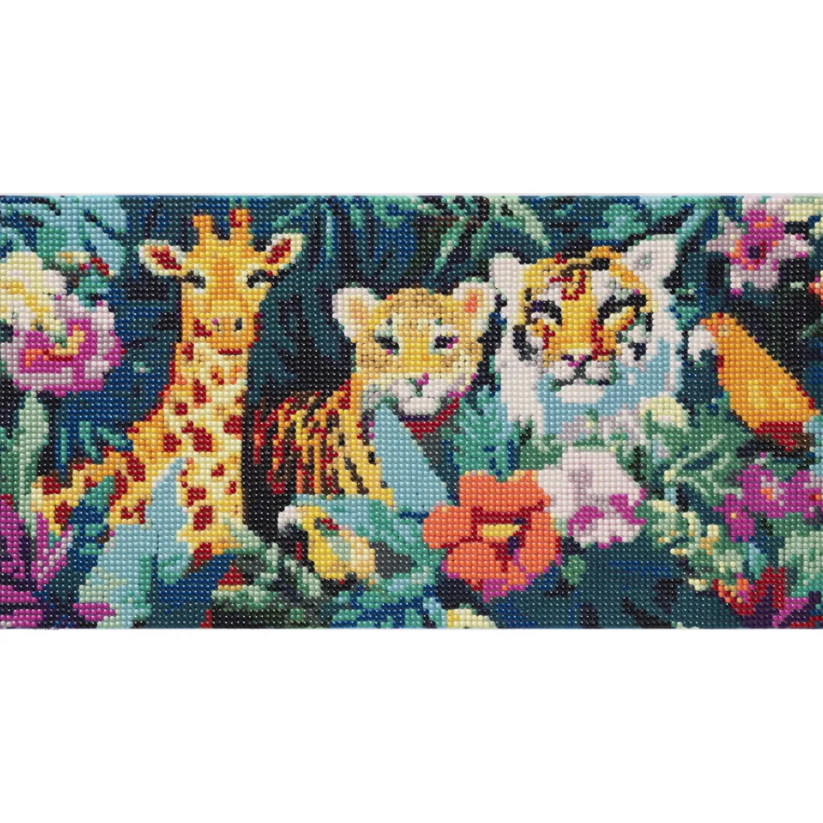 Barn Panduro Hobby Bling Dots tigerdjungel, diamond painting för barn 8+ år – tigrar och en giraff 40×20 cm
