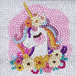 Barn Panduro Hobby Bling Dots XL, diamond painting för barn 6+ år enhörning 20x20 cm