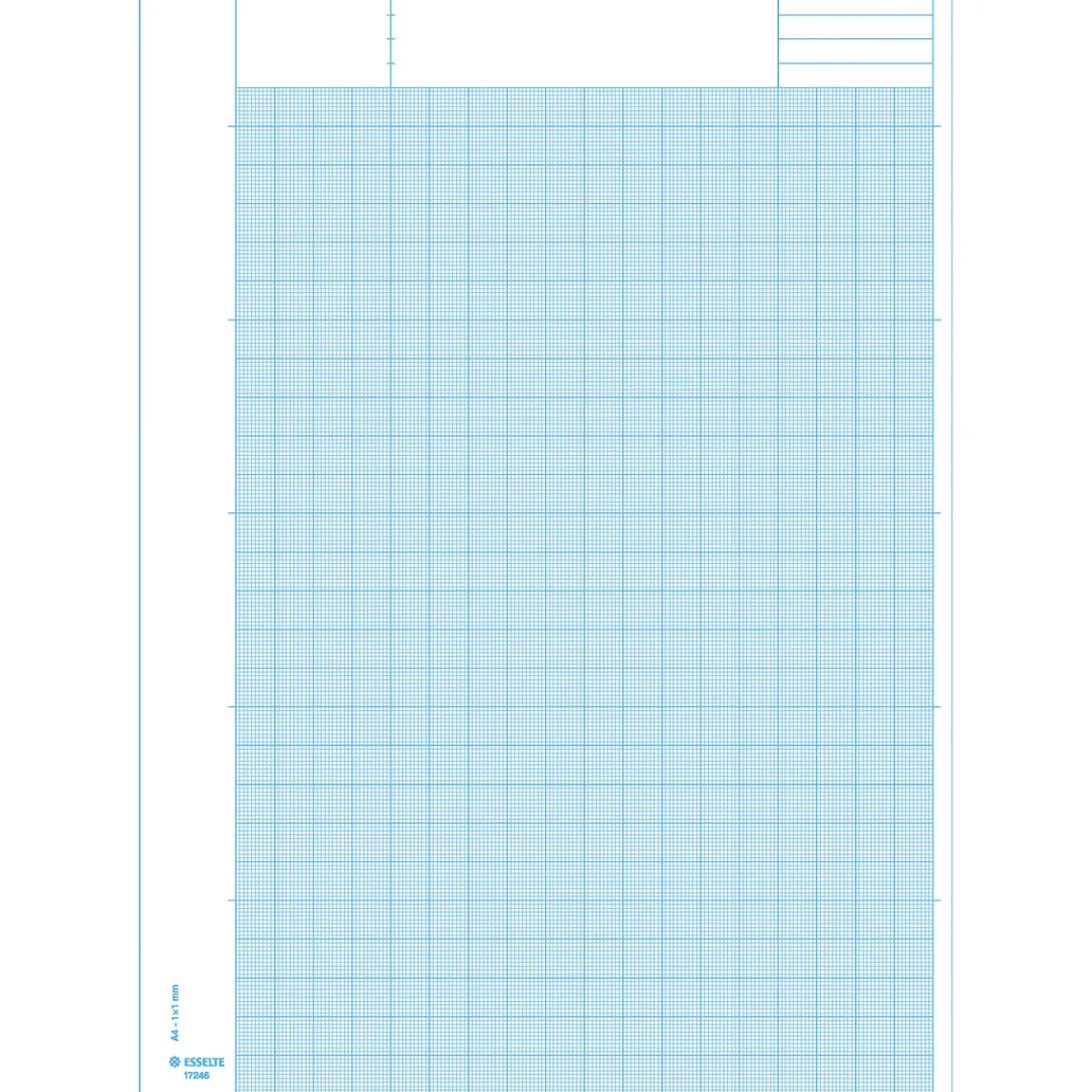 Oklassificerat Block med millimeterrutor i blått för ritningar m.m. A4 – 210x297 mm, 50 ark
