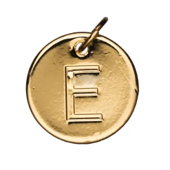 Panduro Jewellery Bokstavshänge cirkel E – Ø12 mm, mässing pläterat med 9 karat guld