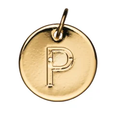 Panduro Jewellery Bokstavshänge cirkel P – Ø12 mm, mässing pläterat med 9 karat guld | Metallhängen