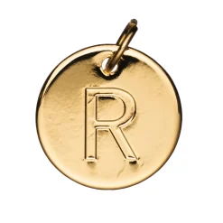 Panduro Jewellery Bokstavshänge cirkel R – Ø12 mm, mässing pläterat med 9 karat guld | Metallhängen