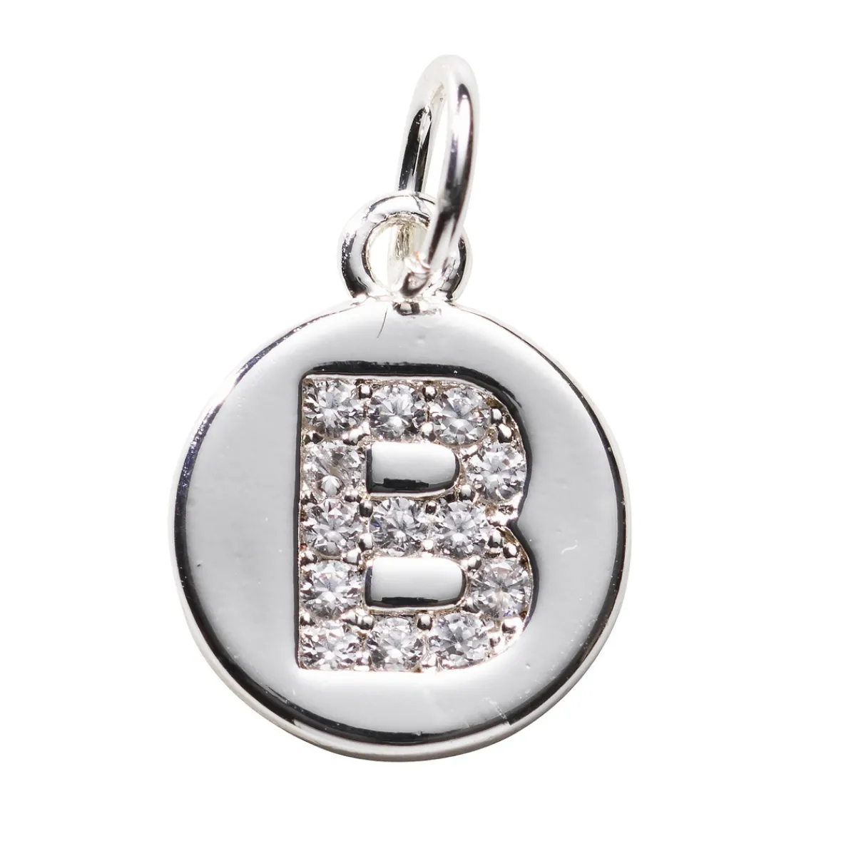 Panduro Jewellery Bokstavshänge cirkel strass B – Ø12 mm, mässing pläterat med 925 sterling silver | Metallhängen