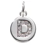 Panduro Jewellery Bokstavshänge cirkel strass D – Ø12 mm, mässing pläterat med 925 sterling silver | Metallhängen