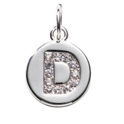 Panduro Jewellery Bokstavshänge cirkel strass D – Ø12 mm, mässing pläterat med 925 sterling silver | Metallhängen