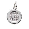 Panduro Jewellery Bokstavshänge cirkel strass G – Ø12 mm, mässing pläterat med 925 sterling silver