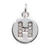 Panduro Jewellery Bokstavshänge cirkel strass H – Ø12 mm, mässing pläterat med 925 sterling silver | Metallhängen