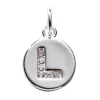 Panduro Jewellery Bokstavshänge cirkel strass L – Ø12 mm, mässing pläterat med 925 sterling silver | Metallhängen