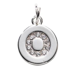 Panduro Jewellery Bokstavshänge cirkel strass O – Ø12 mm, mässing pläterat med 925 sterling silver