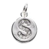 Panduro Jewellery Bokstavshänge cirkel strass S – Ø12 mm, mässing pläterat med 925 sterling silver