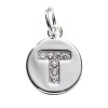 Panduro Jewellery Bokstavshänge cirkel strass T – Ø12 mm, mässing pläterat med 925 sterling silver | Metallhängen