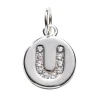 Panduro Jewellery Bokstavshänge cirkel strass U – Ø12 mm, mässing pläterat med 925 sterling silver