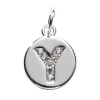 Panduro Jewellery Bokstavshänge cirkel strass Y – Ø12 mm, mässing pläterat med 925 sterling silver