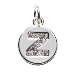 Panduro Jewellery Bokstavshänge cirkel strass Z – Ø12 mm, mässing pläterat med 925 sterling silver | Metallhängen