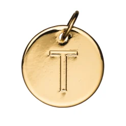 Panduro Jewellery Bokstavshänge cirkel T – Ø12 mm, mässing pläterat med 9 karat guld | Metallhängen