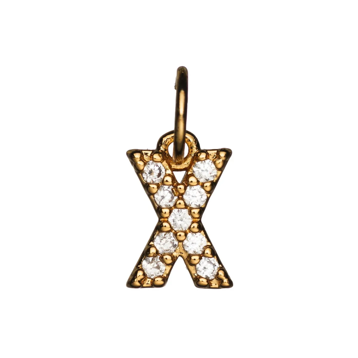 Panduro Jewellery Bokstavshänge med strass X – längd 7 mm, mässing, pläterat med 9 karat guld