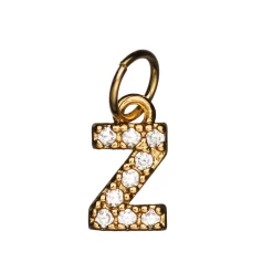 Panduro Jewellery Bokstavshänge med strass Z – längd 7 mm, mässing, pläterat med 9 karat guld