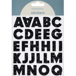 Panduro Hobby Bokstäver klistermärken A-Z glitter svart – sammanlagt 50 alfabet stickers, 23 mm höga | Glitterstickers