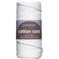 Panduro Hobby Bomullssnöre 2mm / 100m vit