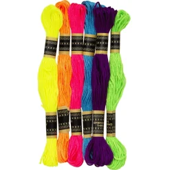 Panduro Hobby Broderigarn neonfärger 6 st/8 m