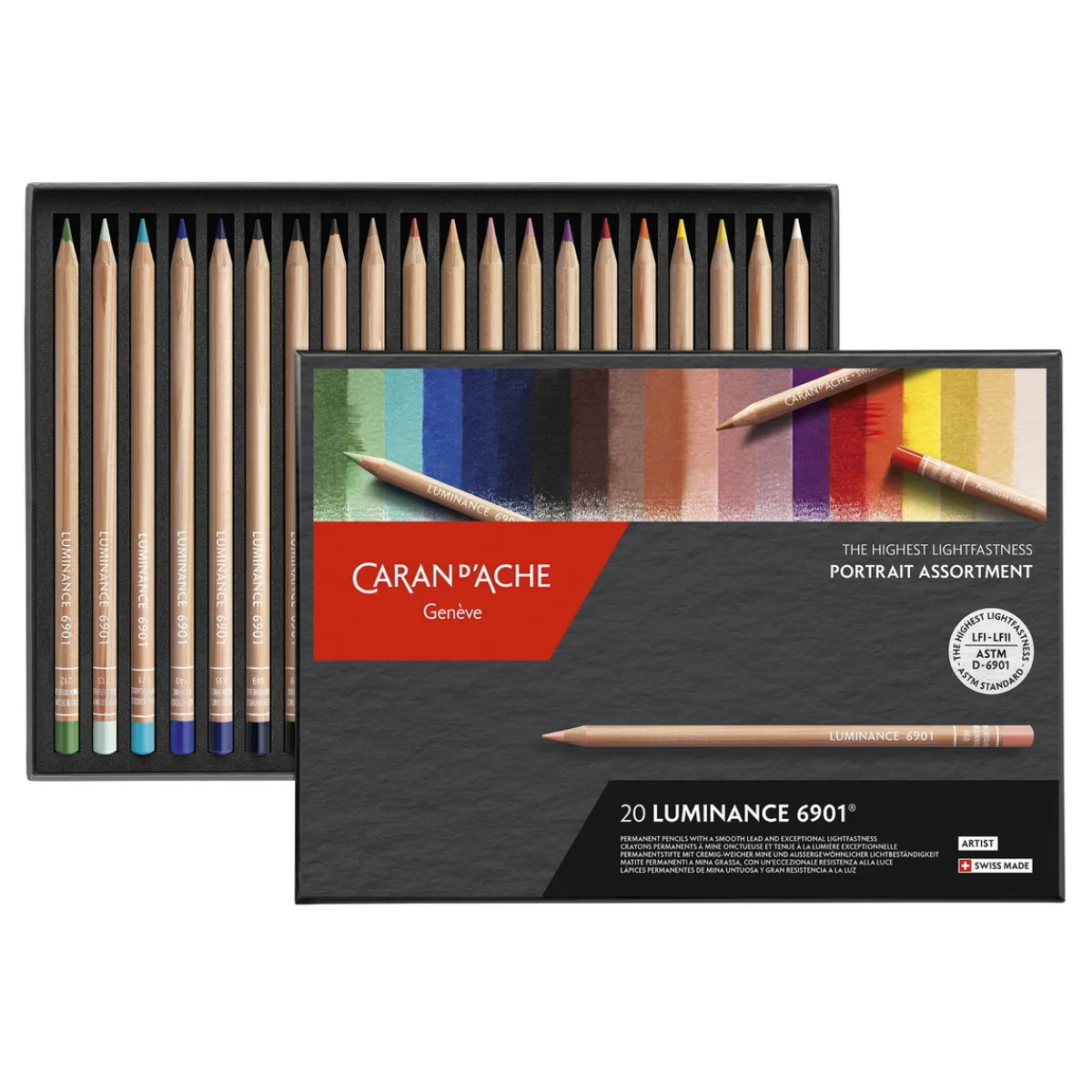 CDA Caran D Ache Caran d'Ache Luminance 6901 portrait, set med 20 färgpennor för porträtt