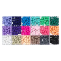 Panduro Jewellery Chunky clay bead mix, ca 540 extra breda heishipärlor i 18 olika färger