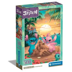Clementoni pussel Disney Stitch, en härlig kväll på stranden med Angel! 500 bitar, 36×49 cm | Barn Pussel