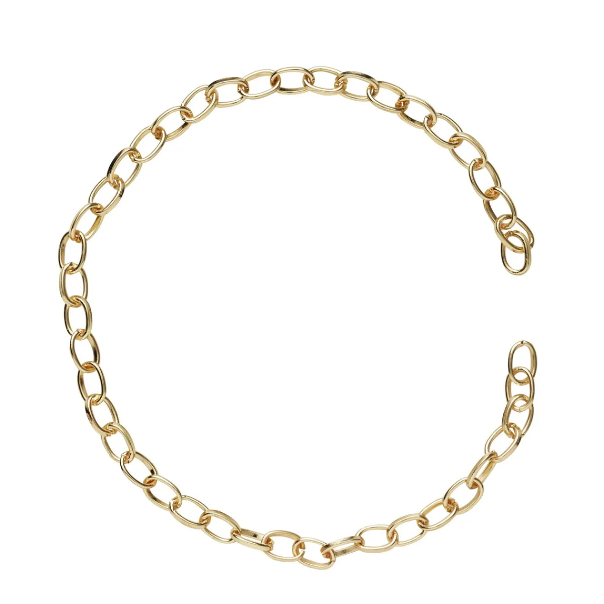 Panduro Jewellery 18 cm lång guldfärgad kedja för armband, smyckeskedja med ovala länkar