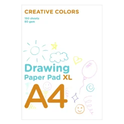 Creative Colors ritblock för barn A4 (210×297 mm) med 150 ark, 80 g/m² | Barn Ritblock