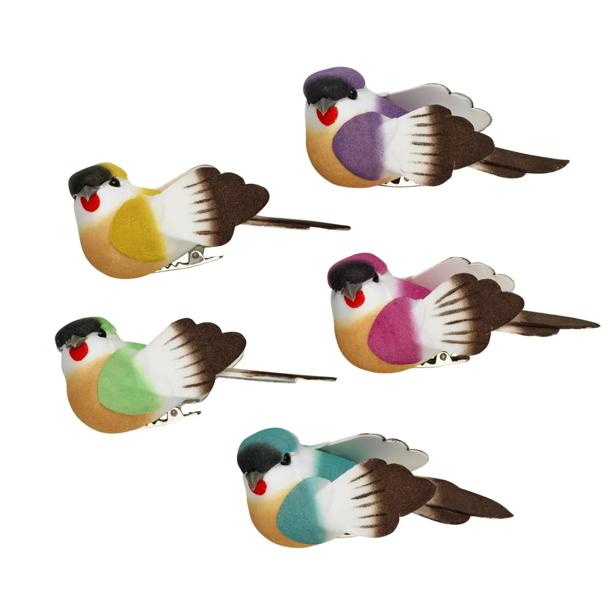 Panduro Hobby Dekorationsfåglar i glada färger, 5-pack 8×4×4 cm | Övrigt