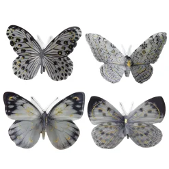 Panduro Hobby 4 dekorationsfjärilar i mörka nyanser med guldglitter 12,5×9 cm