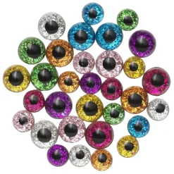 Panduro Hobby Dekorationsögon glittrande ögon av glas med glitter 32 st. Ø8/10 mm, 5 mm tjocka | Ögon & Näsor