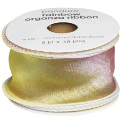 Panduro Hobby Dekorband organzaband rainbow 5 m långt, 38 mm brett | Organzaband