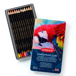 Derwent Chromaflow färgpennor 12 st. i praktiskt metalletui | Färgpennor