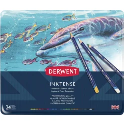 Derwent Inktense 24 akvarellpennor i metallask | Akvarell- & Vattenfärgspennor