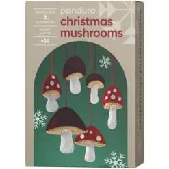 Panduro Hobby DIY-kit Christmas Mushrooms – sy & pyssla 6 vackra julsvampar av filt. Längd 6–10 cm