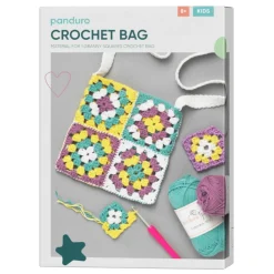 Barn Panduro Hobby DIY-kit Granny Square Crochet Bag, virka en söt väska med mormors-rutor