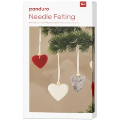 Panduro Hobby DIY-Kit Nålfilta 9 vackra hjärtformade julkulor | Materialsatser
