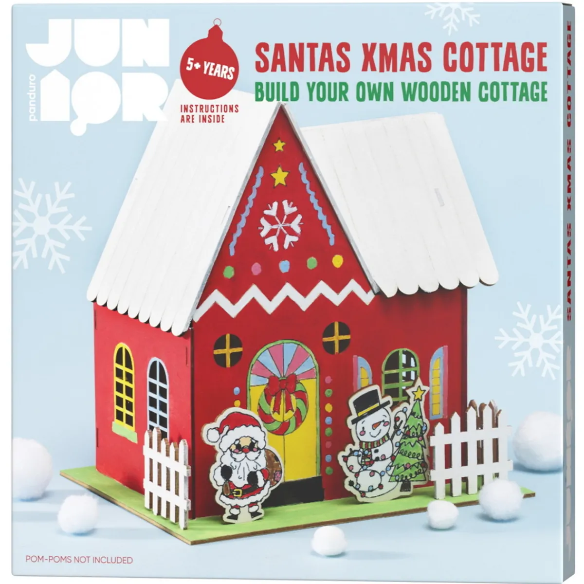 Panduro Hobby DIY-Kit Santas Xmas Cottage – bygg, måla och dekorera tomtens fina stuga, 16×11×20 cm | Barn Jul