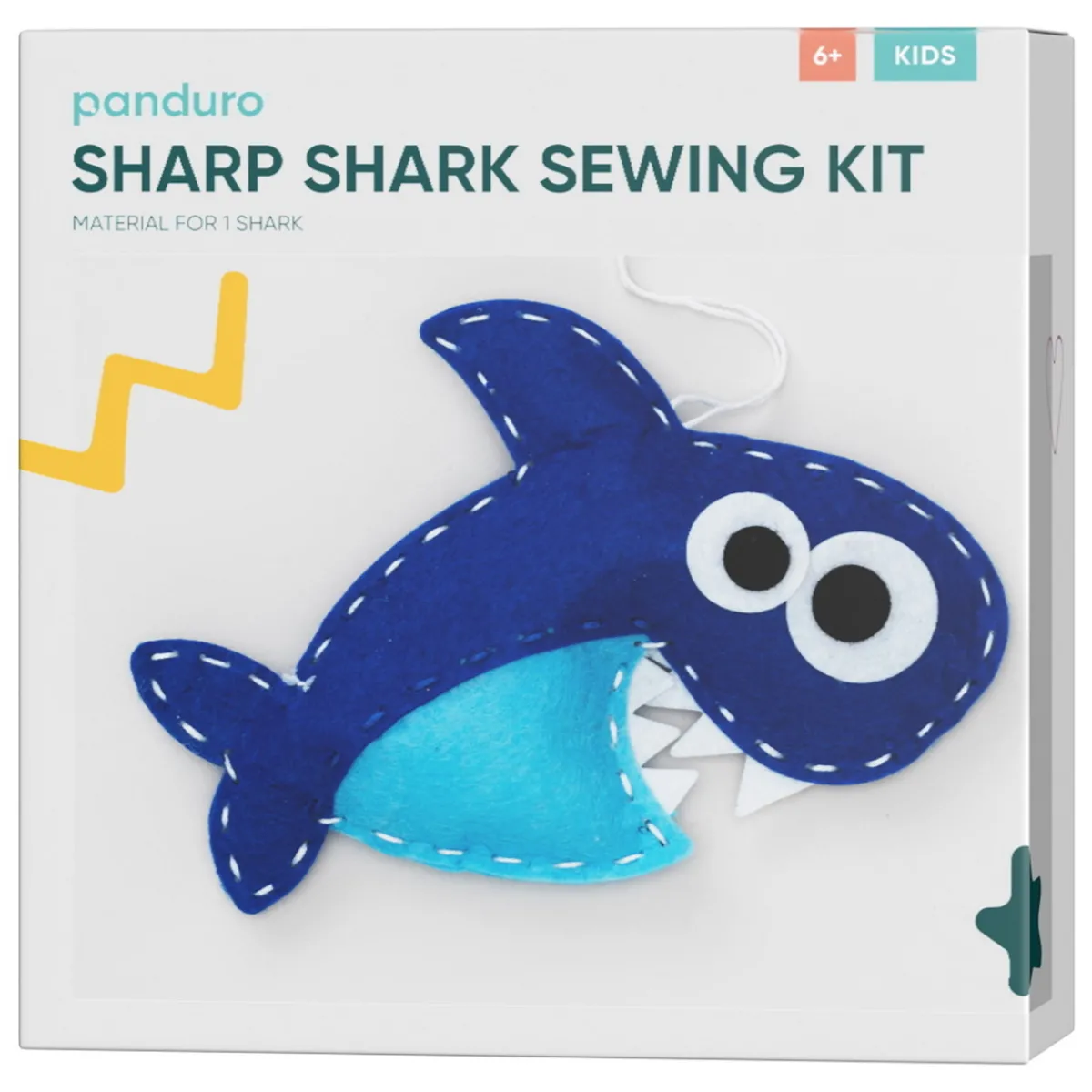 Barn Panduro Hobby DIY-kit Sharp Shark – sy en gosig haj av filt! Längd ca 20 cm