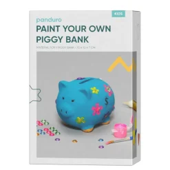 Panduro Hobby DIY-kit spargris, måla & smycka en spargris av gips med färg, strass och glitterlim | Barn Året Om