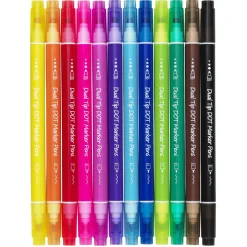 Creative Colors Dot markers 12-pack, tuschpennor med två spetsar – vanlig och rund prickspets | Barn Barnpennor