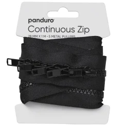 Panduro Hobby Dragkedja blixtlås, svart, längd med 1 meter dragkedja 5 zippers / handtag | Dragkedjor